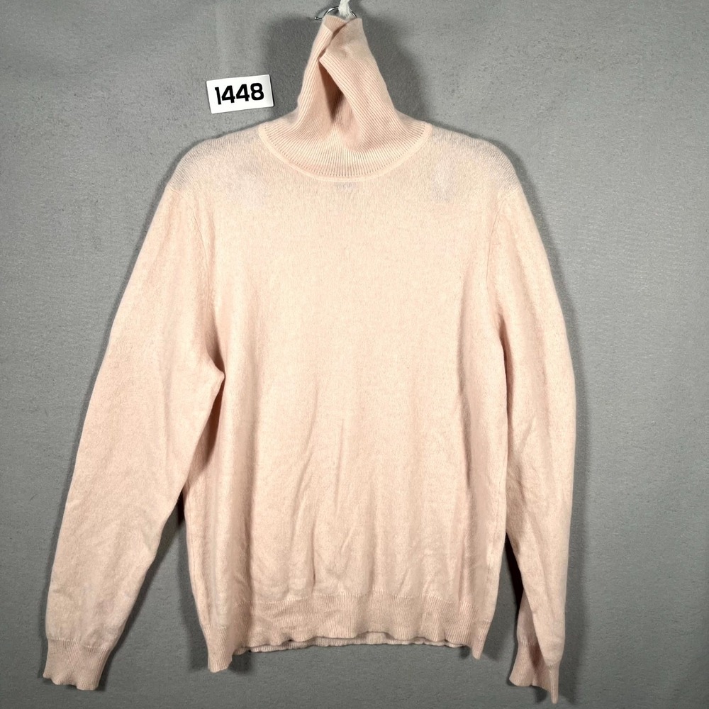 Lord & Taylor Sweater Womens XL Pink Cashmere Turtleneck Ribbed Hem Soft Knit